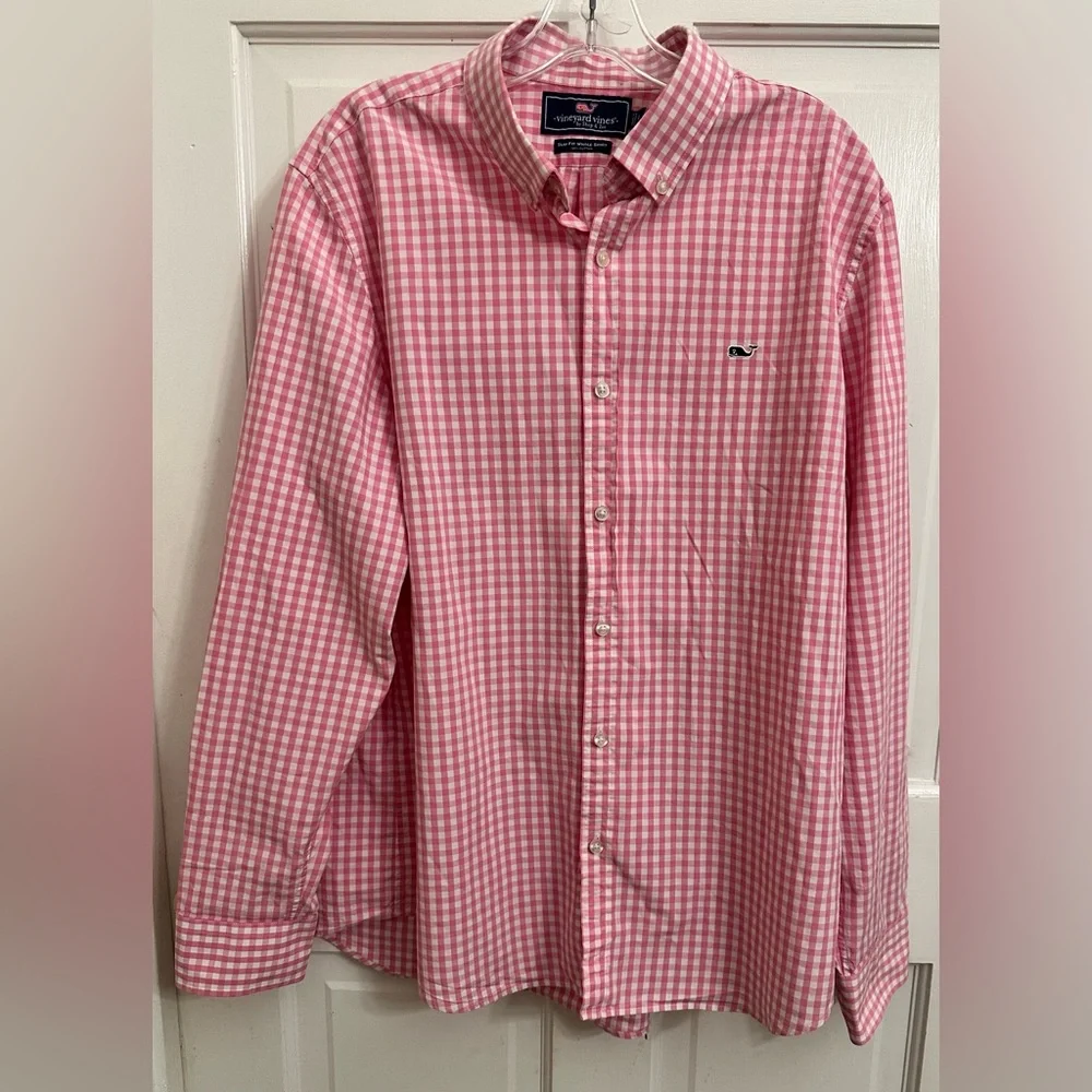 Vineyard Vines Pink Gingham Slim Fit Whale Shirt - Picture 2 of 9